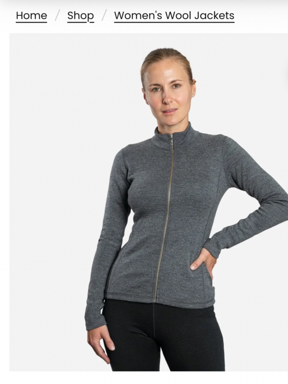 ARMS OF ANDES women’s 100% alpaca jacket 420 weight, grey, medium